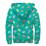 Polka Dot Macaron Pattern Print Sherpa Lined Zip Up Hoodie