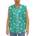 Polka Dot Macaron Pattern Print Sleeveless Baseball Jersey