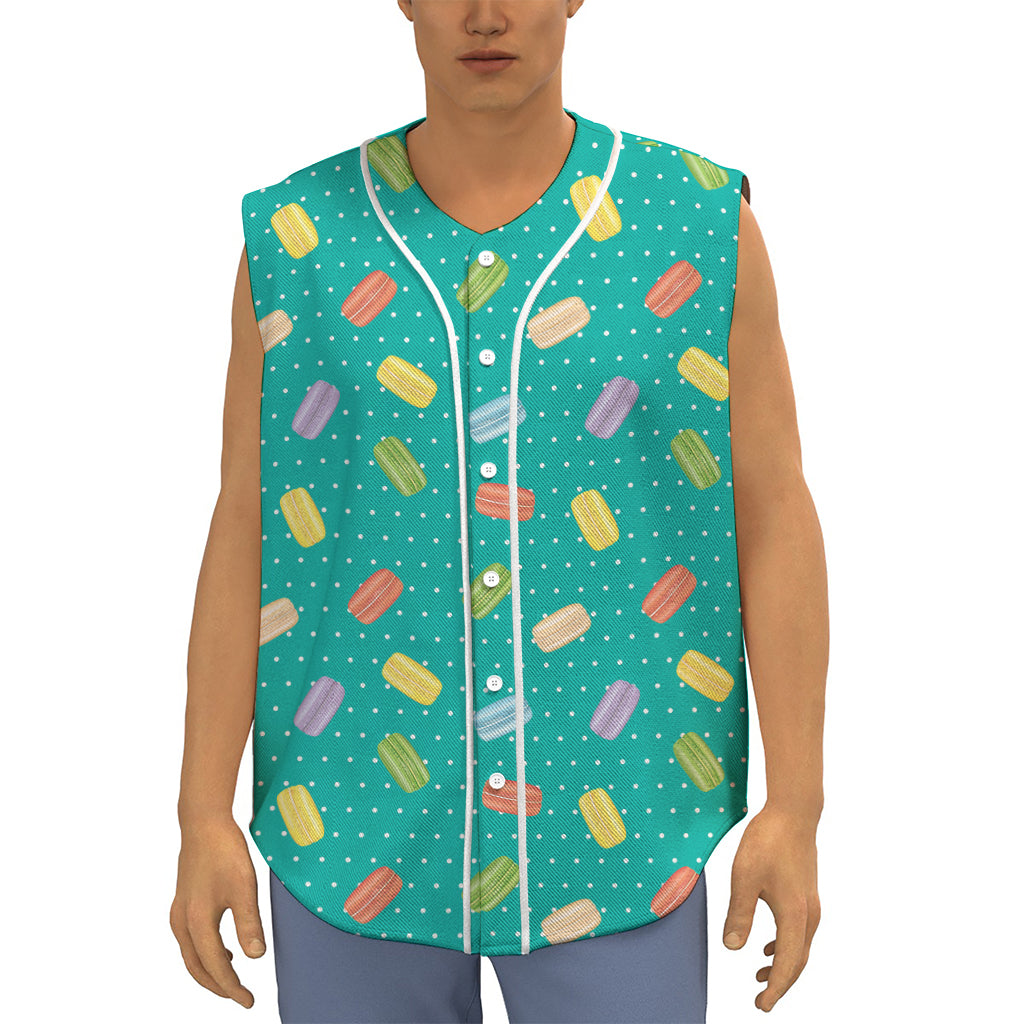 Polka Dot Macaron Pattern Print Sleeveless Baseball Jersey