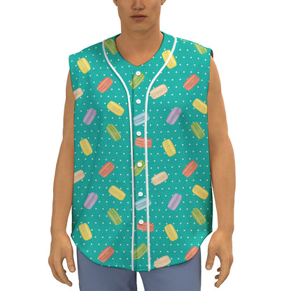 Polka Dot Macaron Pattern Print Sleeveless Baseball Jersey