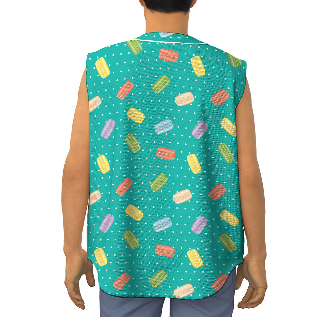 Polka Dot Macaron Pattern Print Sleeveless Baseball Jersey