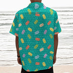 Polka Dot Macaron Pattern Print Textured Short Sleeve Shirt
