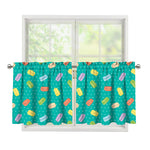 Polka Dot Macaron Pattern Print Tier Curtains