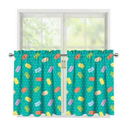 Polka Dot Macaron Pattern Print Tier Curtains