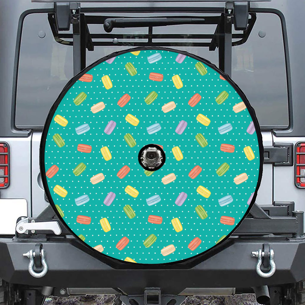 Polka Dot Macaron Pattern Print Tire Cover With Camera Hole