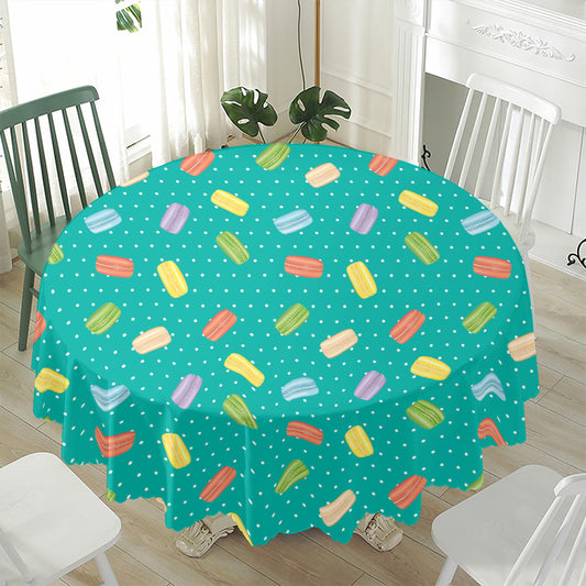 Polka Dot Macaron Pattern Print Waterproof Round Tablecloth