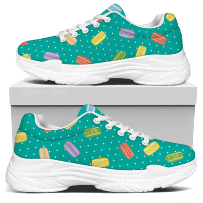 Polka Dot Macaron Pattern Print White Chunky Shoes