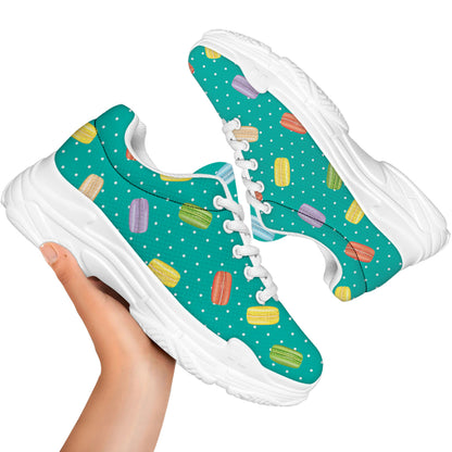 Polka Dot Macaron Pattern Print White Chunky Shoes