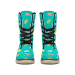 Polka Dot Macaron Pattern Print Winter Boots