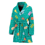 Polka Dot Macaron Pattern Print Women's Bathrobe