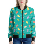 Polka Dot Macaron Pattern Print Women's Bomber Jacket