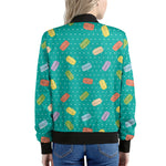 Polka Dot Macaron Pattern Print Women's Bomber Jacket