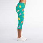 Polka Dot Macaron Pattern Print Women's Capri Leggings