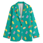Polka Dot Macaron Pattern Print Women's Cotton Blazer