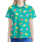 Polka Dot Macaron Pattern Print Women's Polo Shirt