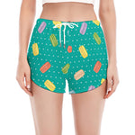 Polka Dot Macaron Pattern Print Women's Split Running Shorts