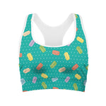 Polka Dot Macaron Pattern Print Women's Sports Bra