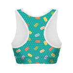 Polka Dot Macaron Pattern Print Women's Sports Bra