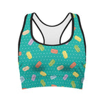 Polka Dot Macaron Pattern Print Women's Sports Bra
