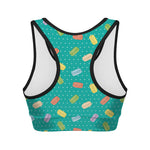 Polka Dot Macaron Pattern Print Women's Sports Bra