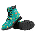 Polka Dot Macaron Pattern Print Work Boots
