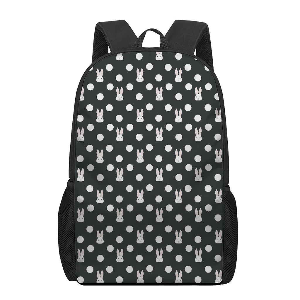Polka Dot Rabbit Pattern Print 17 Inch Backpack