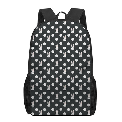 Polka Dot Rabbit Pattern Print 17 Inch Backpack