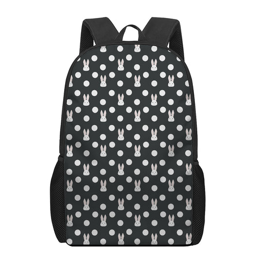 Polka Dot Rabbit Pattern Print 17 Inch Backpack