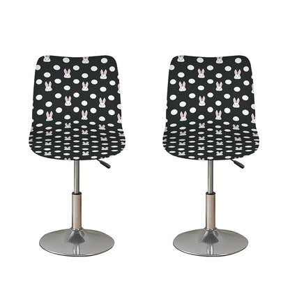 Polka Dot Rabbit Pattern Print Bar Stool Covers