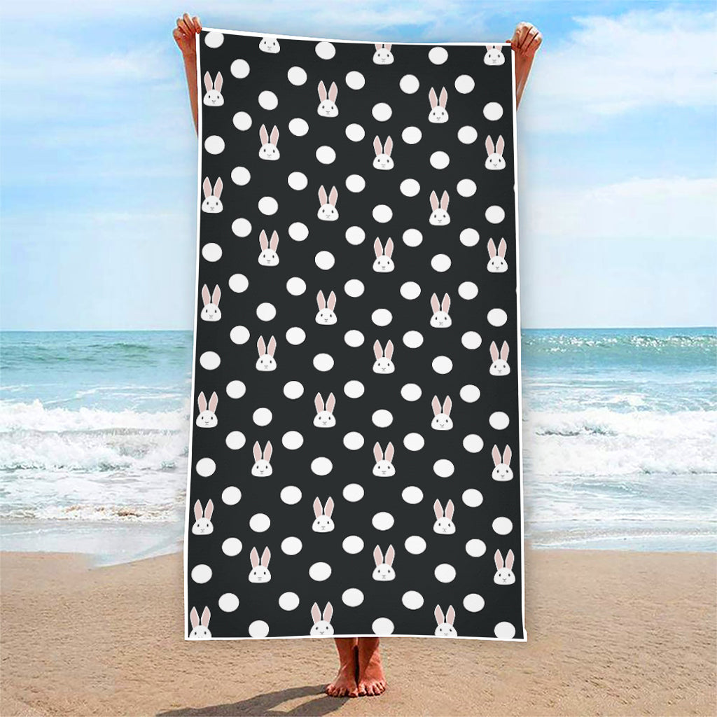 Polka Dot Rabbit Pattern Print Beach Towel