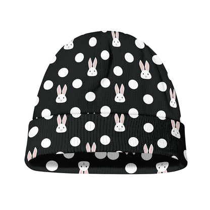 Polka Dot Rabbit Pattern Print Beanie
