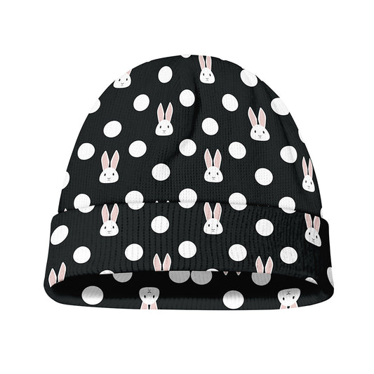 Polka Dot Rabbit Pattern Print Beanie