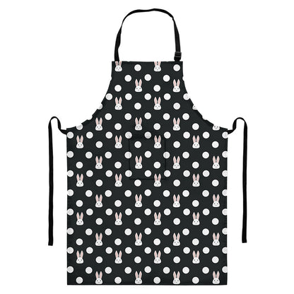 Polka Dot Rabbit Pattern Print Bib Apron With Pocket