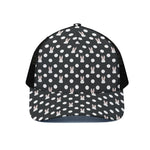 Polka Dot Rabbit Pattern Print Black Mesh Trucker Cap