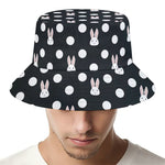 Polka Dot Rabbit Pattern Print Bucket Hat