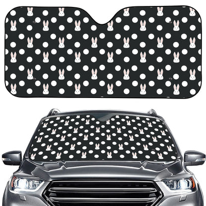 Polka Dot Rabbit Pattern Print Car Windshield Sun Shade