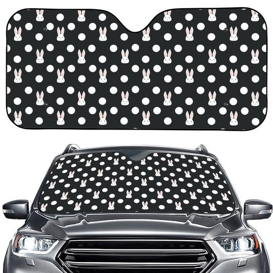 Polka Dot Rabbit Pattern Print Car Windshield Sun Shade