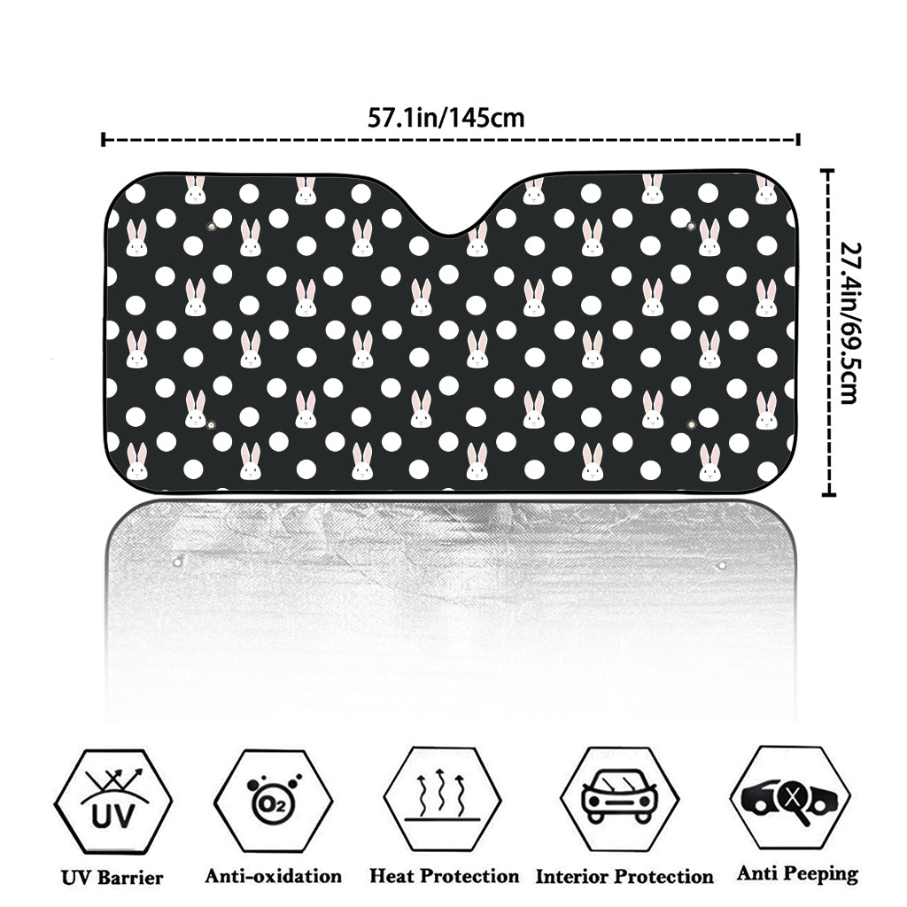 Polka Dot Rabbit Pattern Print Car Windshield Sun Shade