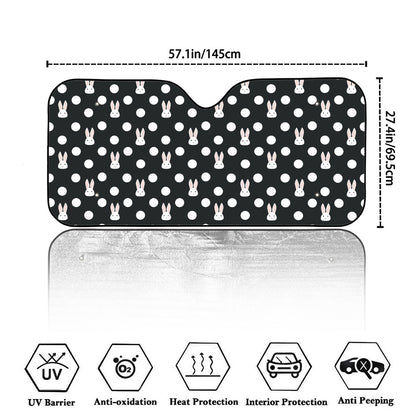 Polka Dot Rabbit Pattern Print Car Windshield Sun Shade