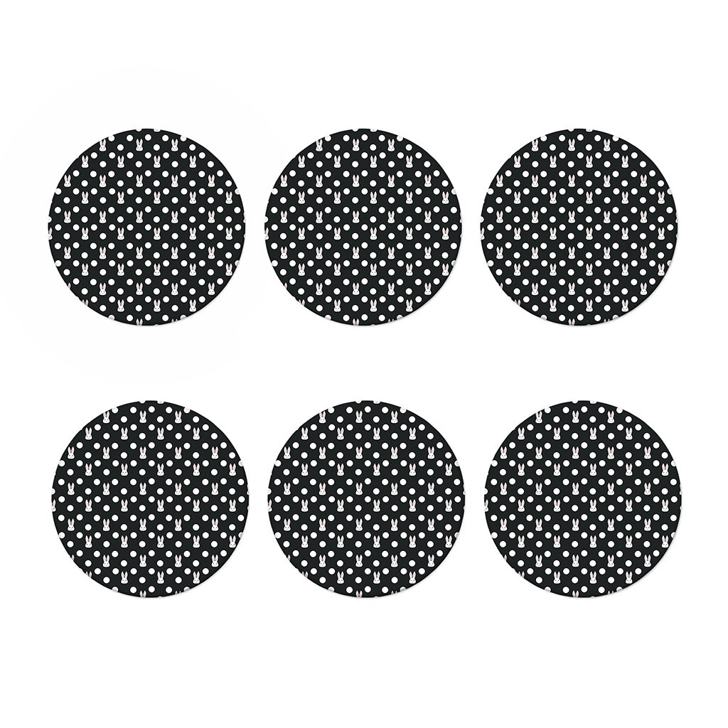 Polka Dot Rabbit Pattern Print Coaster Set