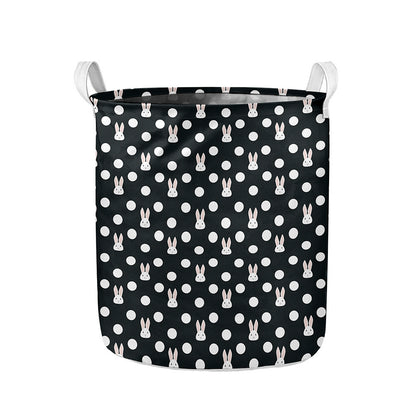 Polka Dot Rabbit Pattern Print Collapsible Laundry Basket