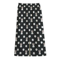 Polka Dot Rabbit Pattern Print Cotton Front Slit Maxi Skirt