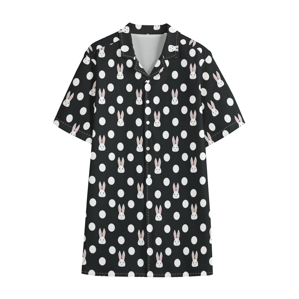 Polka Dot Rabbit Pattern Print Cotton Hawaiian Shirt
