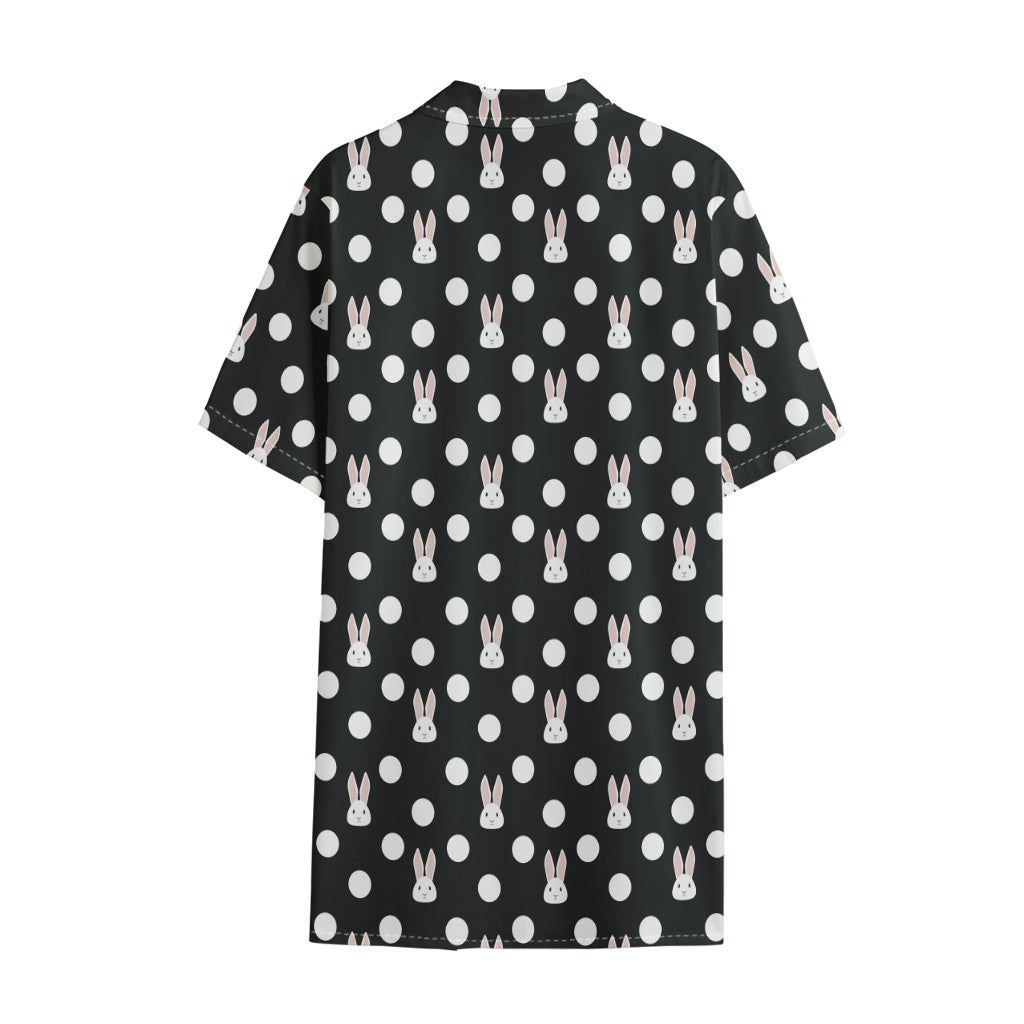 Polka Dot Rabbit Pattern Print Cotton Hawaiian Shirt