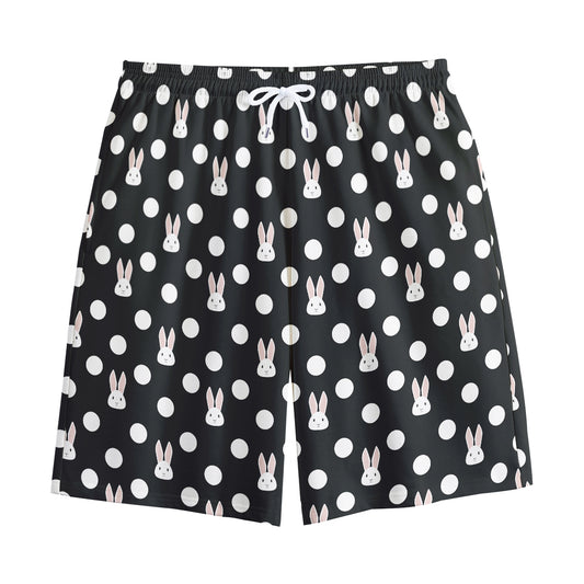 Polka Dot Rabbit Pattern Print Cotton Shorts