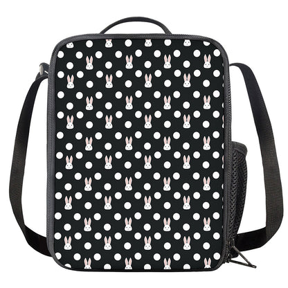 Polka Dot Rabbit Pattern Print Crossbody Lunch Bag