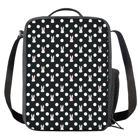 Polka Dot Rabbit Pattern Print Crossbody Lunch Bag