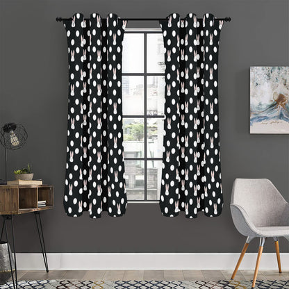Polka Dot Rabbit Pattern Print Curtain
