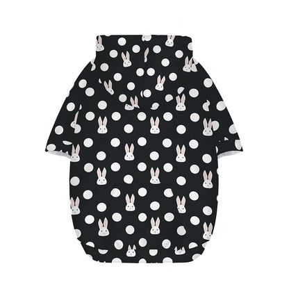 Polka Dot Rabbit Pattern Print Dog Zip Up Hoodie