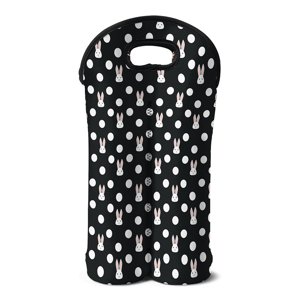 Polka Dot Rabbit Pattern Print Double Neoprene Wine Tote